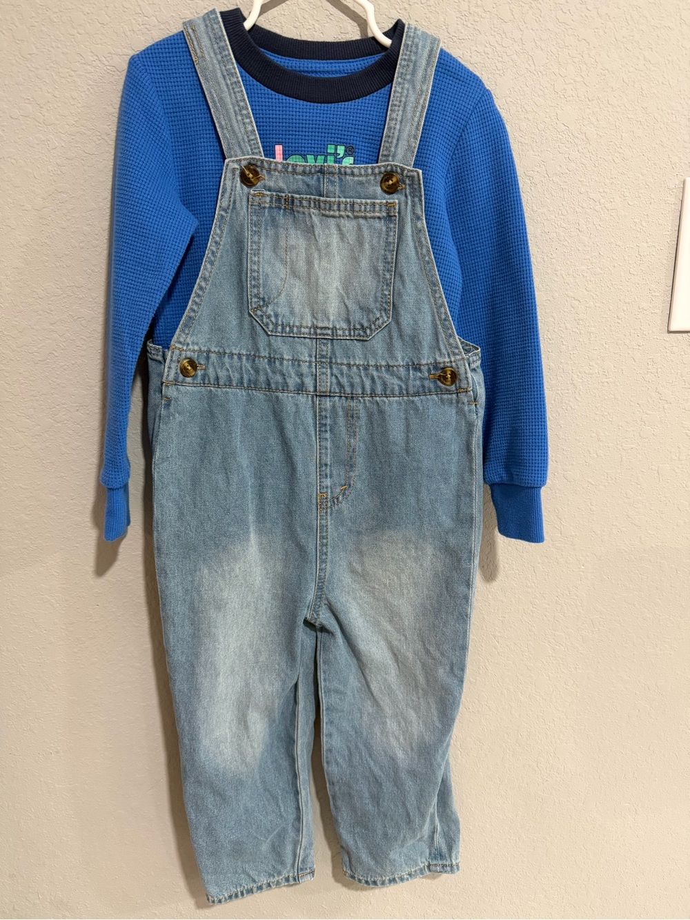 Levi's Light Blue Denim Kids Overalls with Blue Shirt
